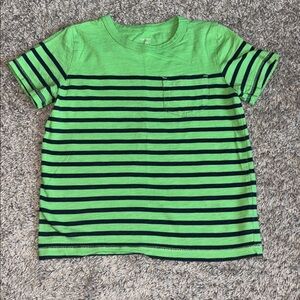Carters 4T short sleeve shirt. Green with navy blue stripes. Front pocket.